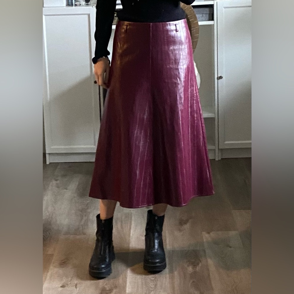 J. Crew Faux Eel-Skin Leather A-Line Skirt